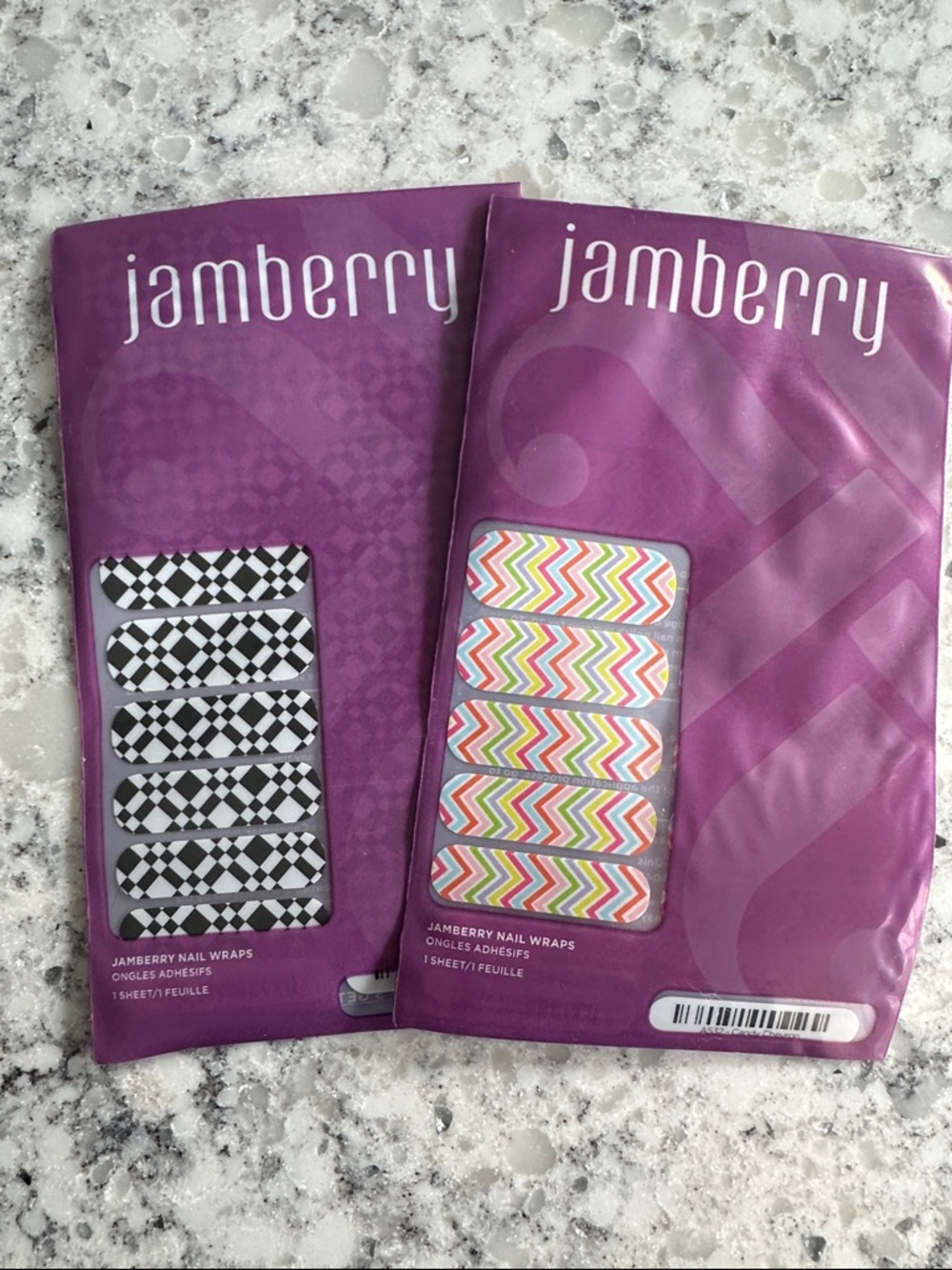 Jamberry Nail Wraps - Black & White Checker & Multicolor Chevron